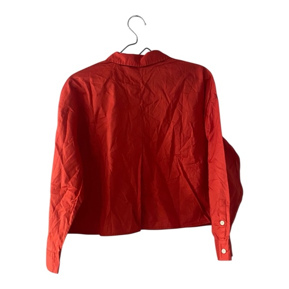 Everlane The Boxy Crop PJ Top Orange Cotton Pajama Button Up Shirt Size Small - Picture 3 of 10